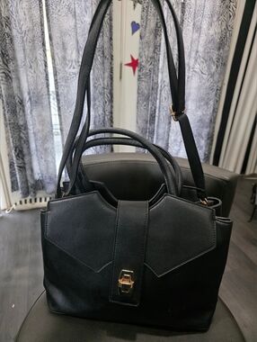 Black Women's Structured Tote Bag with Gold Hardware. New. Nevenka